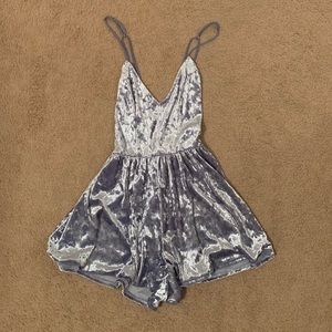 Light Blue Velvet Romper
